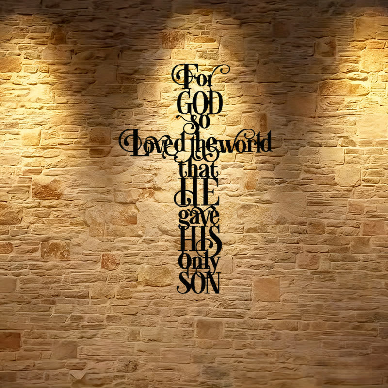 Christianartworkshop Giovanni 3:16 Perché Dio ha tanto amato il mondo Croce in metallo Decorazione da parete - Nero - 10,47"*15,74"/26,6*40 cm - image 1