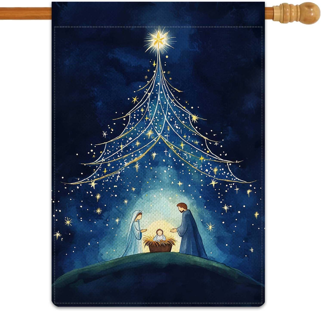 Bandiera da giardino della Natività della Notte Santa Christianartworkshop : albero stellato e decorazione a forma di stella di Betlemme - image 6
