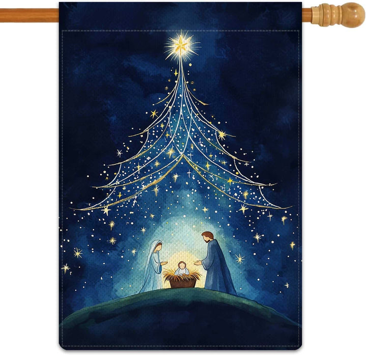 Bandiera da giardino della Natività della Notte Santa Christianartworkshop : albero stellato e decorazione a forma di stella di Betlemme - image 6