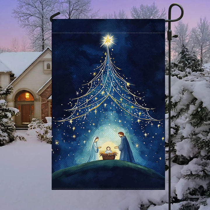 Bandiera da giardino della Natività della Notte Santa Christianartworkshop : albero stellato e decorazione a forma di stella di Betlemme - image 2