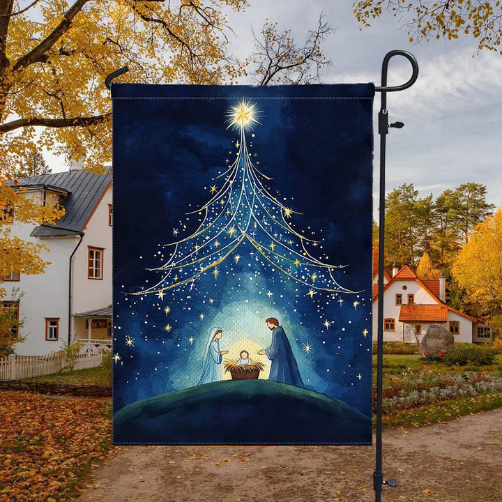 Bandiera da giardino della Natività della Notte Santa Christianartworkshop : albero stellato e decorazione a forma di stella di Betlemme - image 4