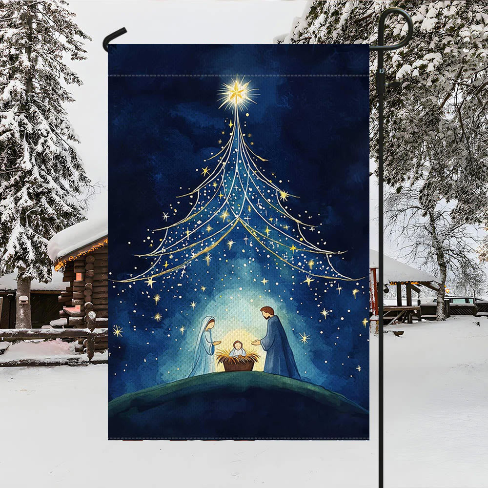 Bandiera da giardino della Natività della Notte Santa Christianartworkshop : albero stellato e decorazione a forma di stella di Betlemme - image 3