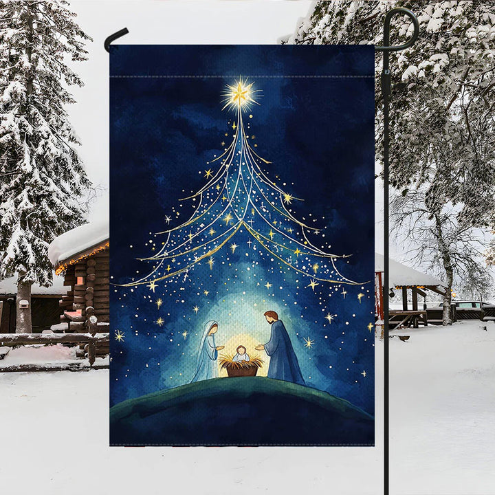 Bandiera da giardino della Natività della Notte Santa Christianartworkshop : albero stellato e decorazione a forma di stella di Betlemme - image 3