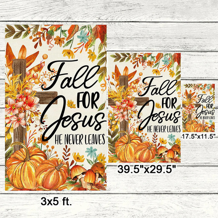 Christianartworkshop Bandiera autunnale da giardino "Innamorarsi di Gesù" con cardinali rossi e zucche - image 12