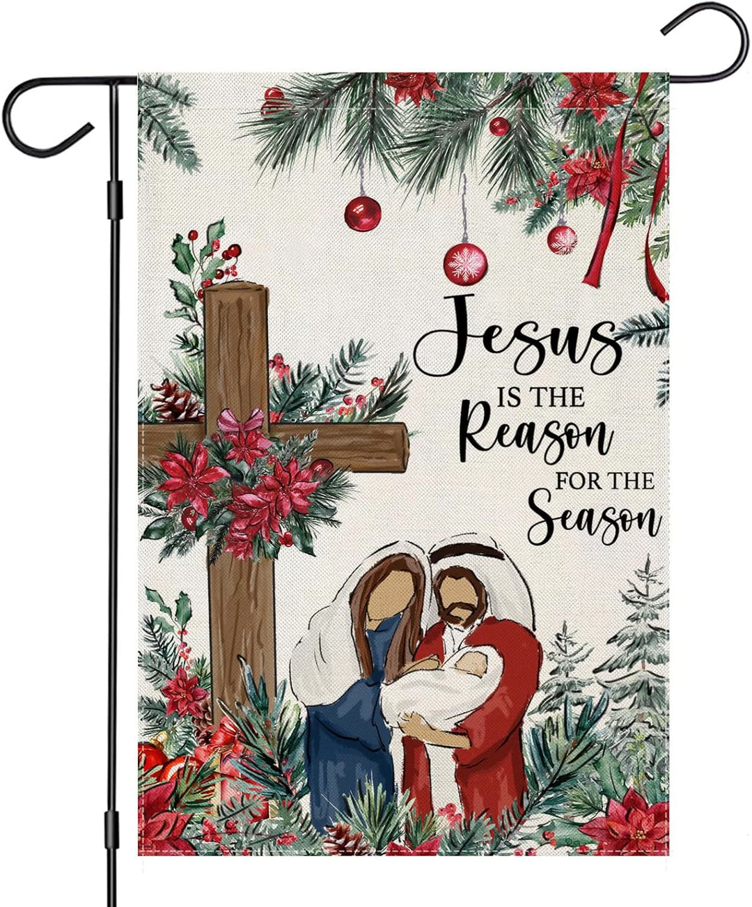 Christianartworkshop Gesù è la ragione, bandiera da giardino della Natività: decorazione natalizia della fede - image 6