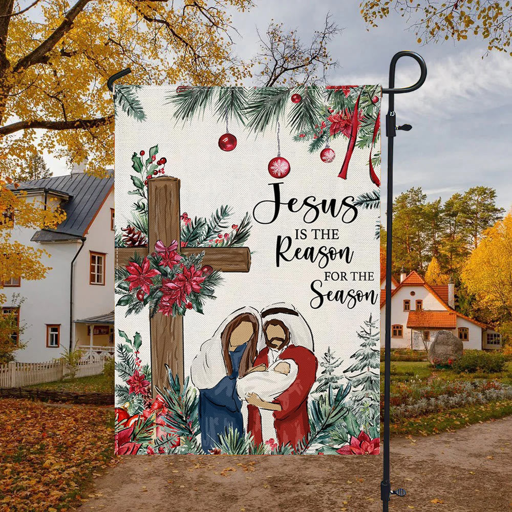 Christianartworkshop Gesù è la ragione, bandiera da giardino della Natività: decorazione natalizia della fede - image 4