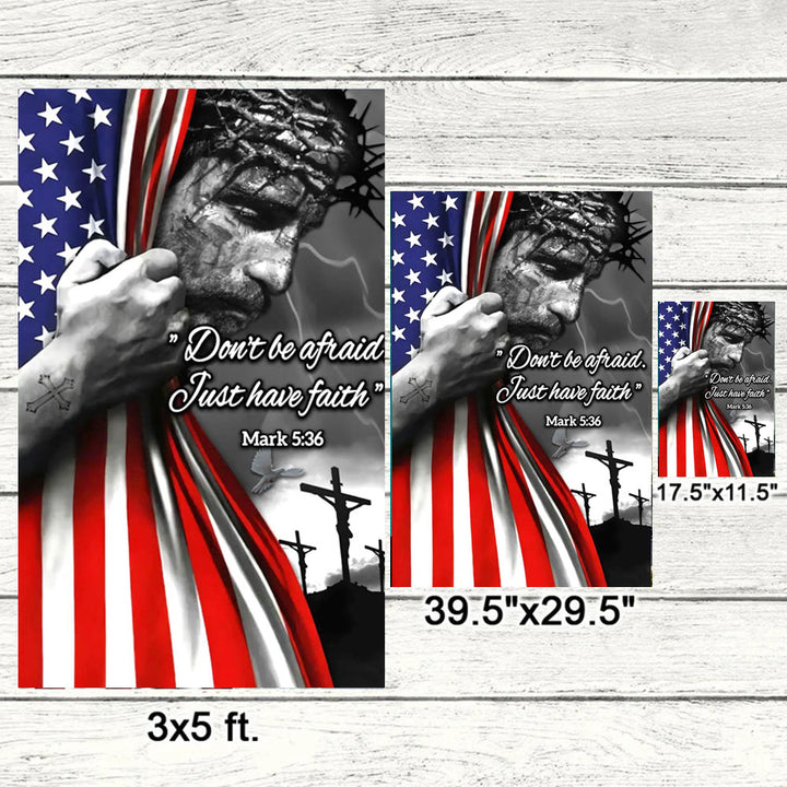 Bandiera americana e bandiera da giardino con scena della crocifissione Christianartworkshop : decorazione della fede "Don't Be Afraid" - image 6