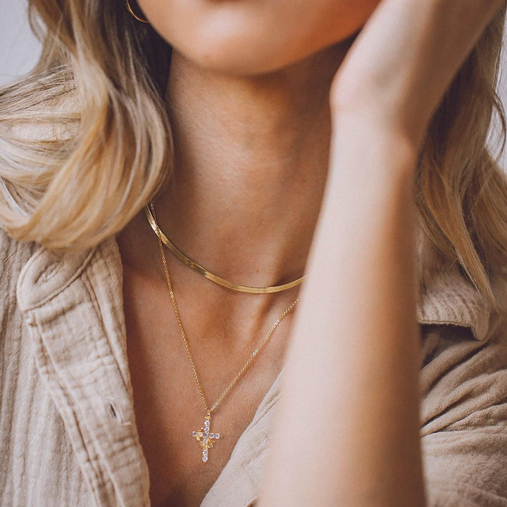 Christianartworkshop Collana moderna con croce incoronata nella fede, orecchini - image 15