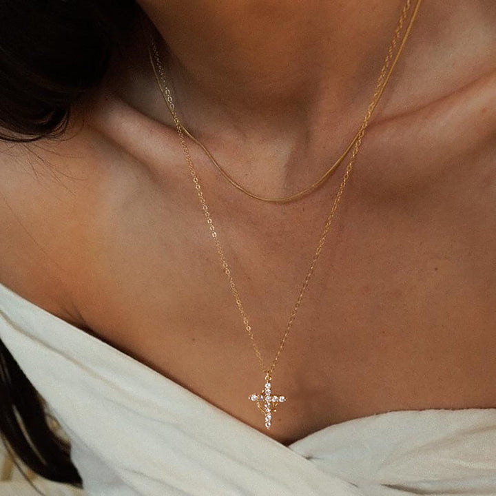 Christianartworkshop Collana moderna con croce incoronata nella fede, orecchini - image 15