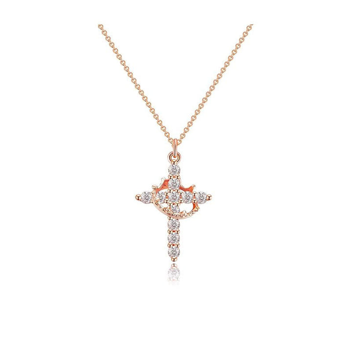 Christianartworkshop Collana moderna con croce incoronata nella fede, orecchini - image 4