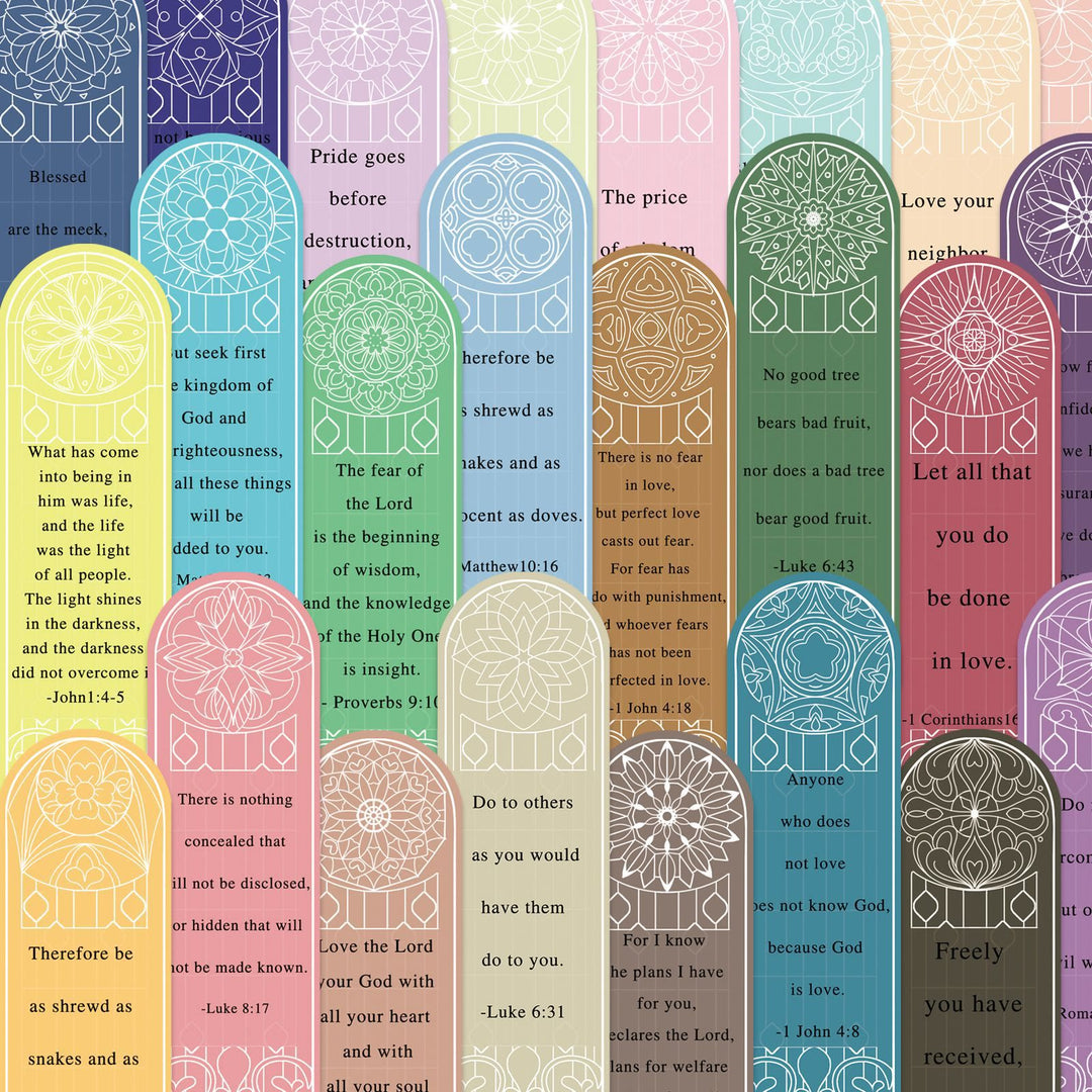 Christianartworkshop Segnalibri con versetti della Scrittura colorati in stile vetrate, set da 30 - 30 pezzi - image 0