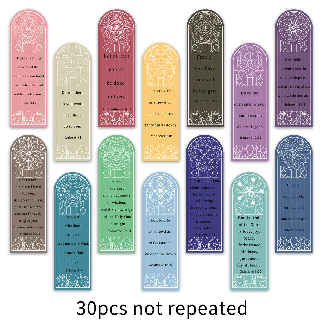 Christianartworkshop Segnalibri con versetti della Scrittura colorati in stile vetrate, set da 30 - image 4
