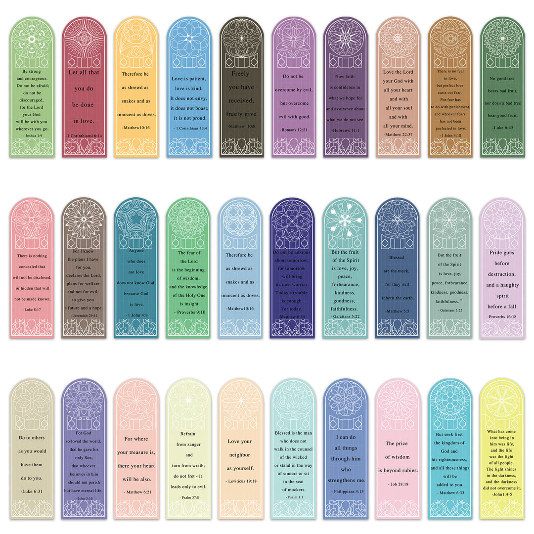 Christianartworkshop Segnalibri con versetti della Scrittura colorati in stile vetrate, set da 30 - image 3