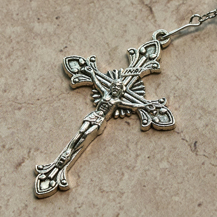 Christianartworkshop Regalo di Natale: Rosario scintillante con perline tricolori ricoperte di cristallo e medaglia miracolosa - image 14