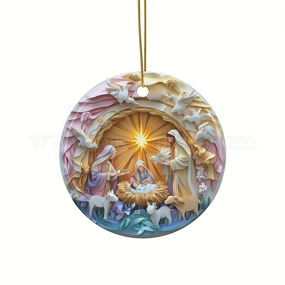 Christianartworkshop Arte Pastello Presepe Albero di Natale Decorazioni da Appendere - image 3