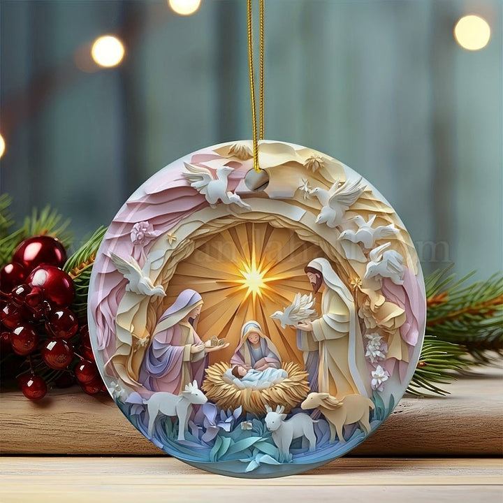Christianartworkshop Arte Pastello Presepe Albero di Natale Decorazioni da Appendere - Ceramica - image 0