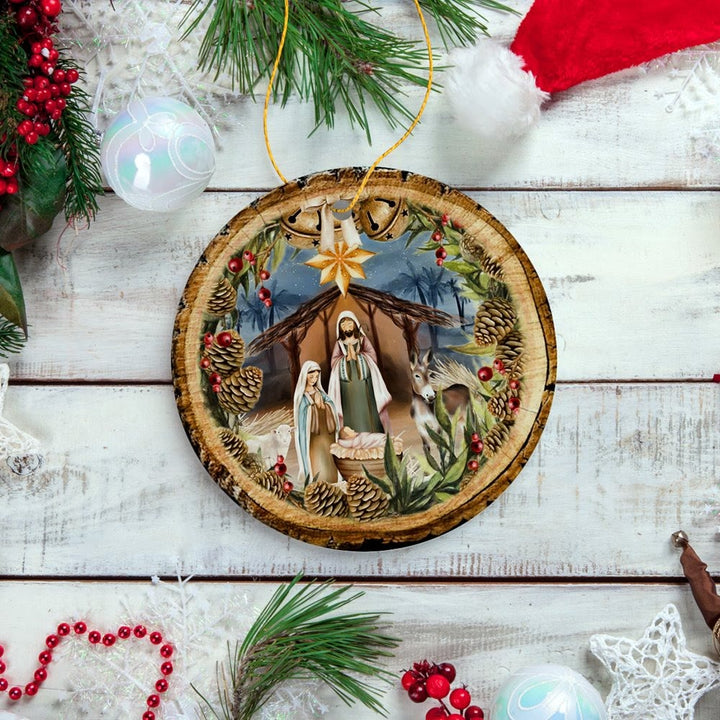 Christianartworkshop Presepe in stile rustico con campane e decorazioni a forma di stella - image 4
