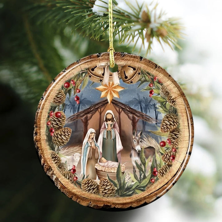 Christianartworkshop Presepe in stile rustico con campane e decorazioni a forma di stella - Ceramica - image 0