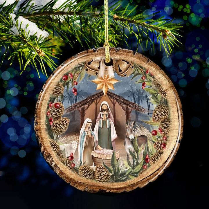 Christianartworkshop Presepe in stile rustico con campane e decorazioni a forma di stella - image 5