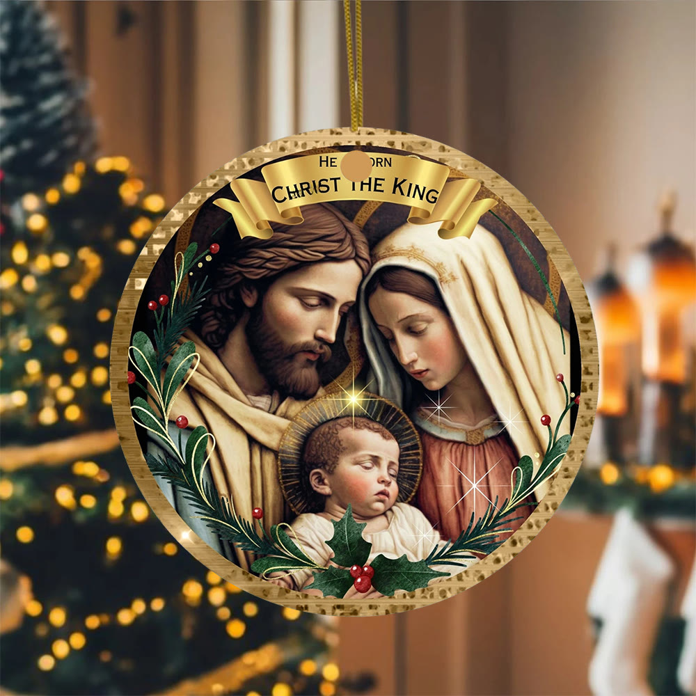 Christianartworkshop Golden - Decorazioni natalizie classiche con cornice raffiguranti la Sacra Famiglia - Ceramica - image 0