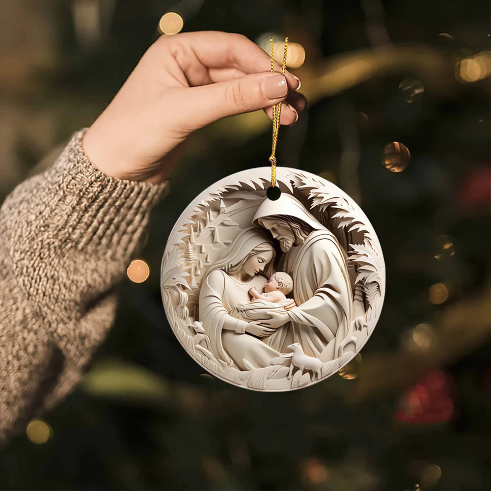 Christianartworkshop Decorazioni da appendere per la Natività della Sacra Famiglia in stile classico color crema - Ceramica - image 1