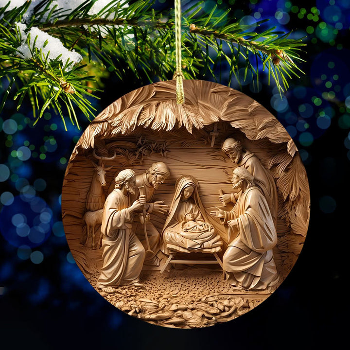 Christianartworkshop Presepe in legno con animali, decorazioni natalizie da appendere - image 4