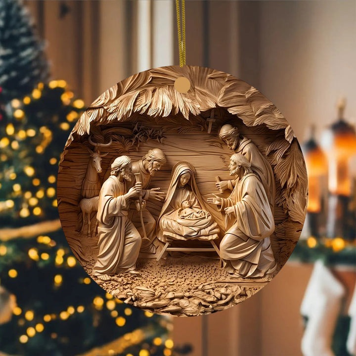 Christianartworkshop Presepe in legno con animali, decorazioni natalizie da appendere - Ceramica - image 0