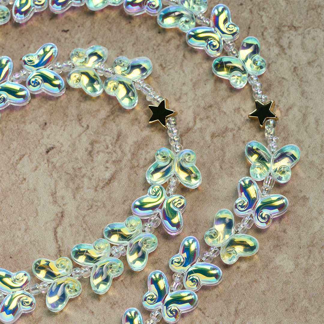 Christianartworkshop Cielo stellato Farfalla verde scintillante con medaglia miracolosa Rosario animale - image 5