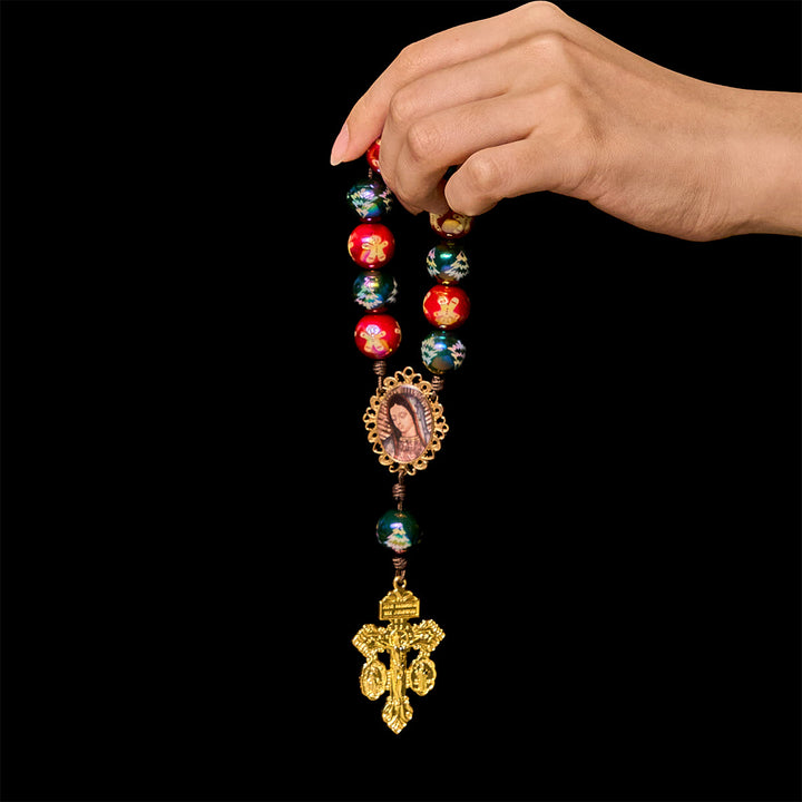 Christianartworkshop Regalo di Natale: Rosario tascabile con perline rosse e verdi per le feste di Natale: prega ovunque e in qualsiasi momento - image 7