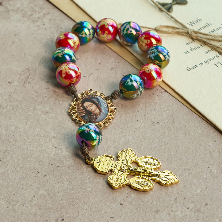 Christianartworkshop Regalo di Natale: Rosario tascabile con perline rosse e verdi per le feste di Natale: prega ovunque e in qualsiasi momento - image 9