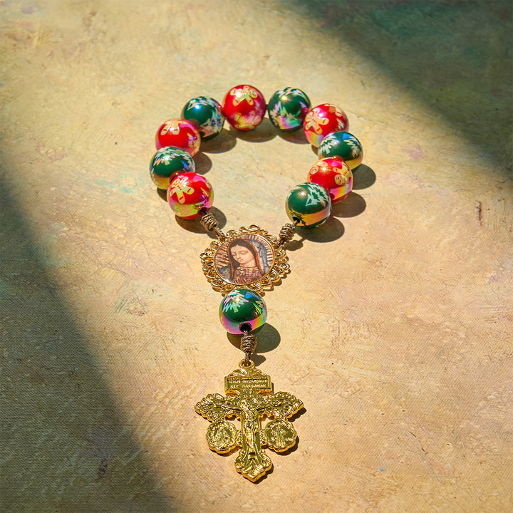 Christianartworkshop Regalo di Natale: Rosario tascabile con perline rosse e verdi per le feste di Natale: prega ovunque e in qualsiasi momento - image 13