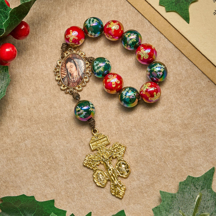 Christianartworkshop Regalo di Natale: Rosario tascabile con perline rosse e verdi per le feste di Natale: prega ovunque e in qualsiasi momento - image 6