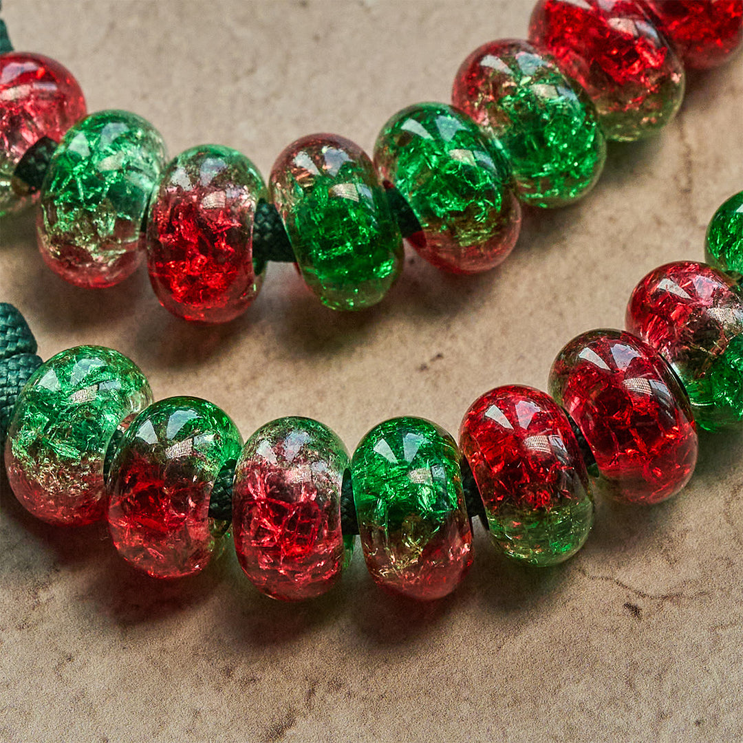 Christianartworkshop Rosario natalizio con paracord per la benedizione della Sacra Famiglia con perline lucide rosse e verdi - image 12