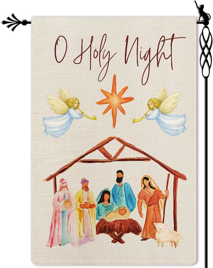 Christianartworkshop Angeli che suonano il corno O Holy Night Natività Bandiera da giardino - image 6