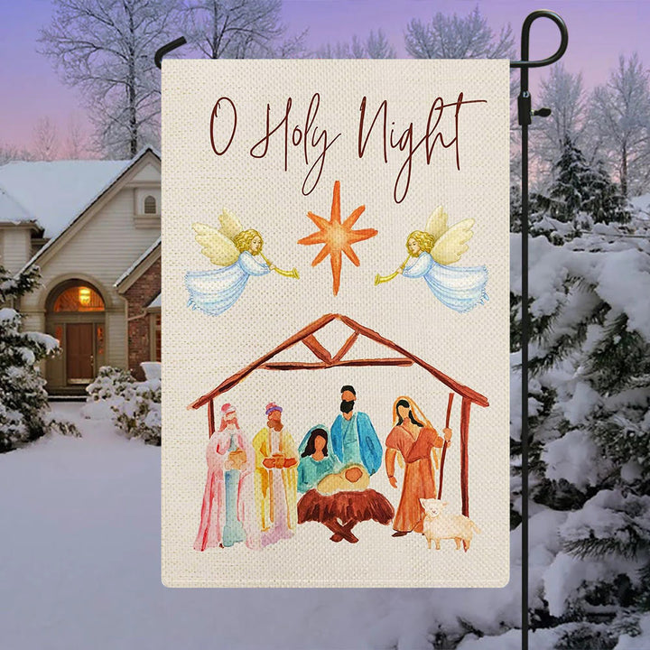 Christianartworkshop Angeli che suonano il corno O Holy Night Natività Bandiera da giardino - image 2