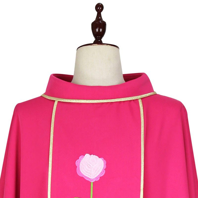Christianartworkshop Casula rosa con motivi di rose, uva e grano - image 3