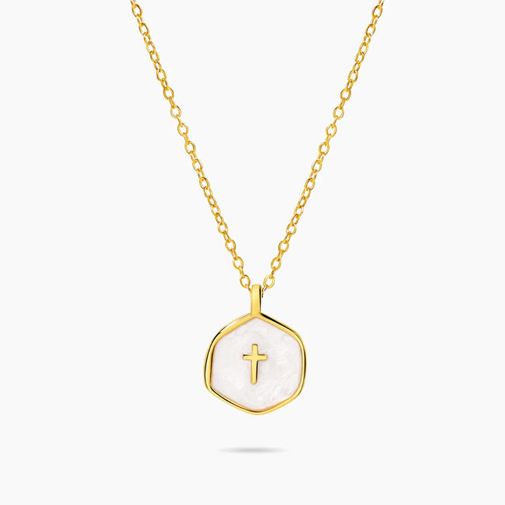 Collana con ciondolo a croce geometrica Christianartworkshop in tonalità pastello - Bianco - image 0