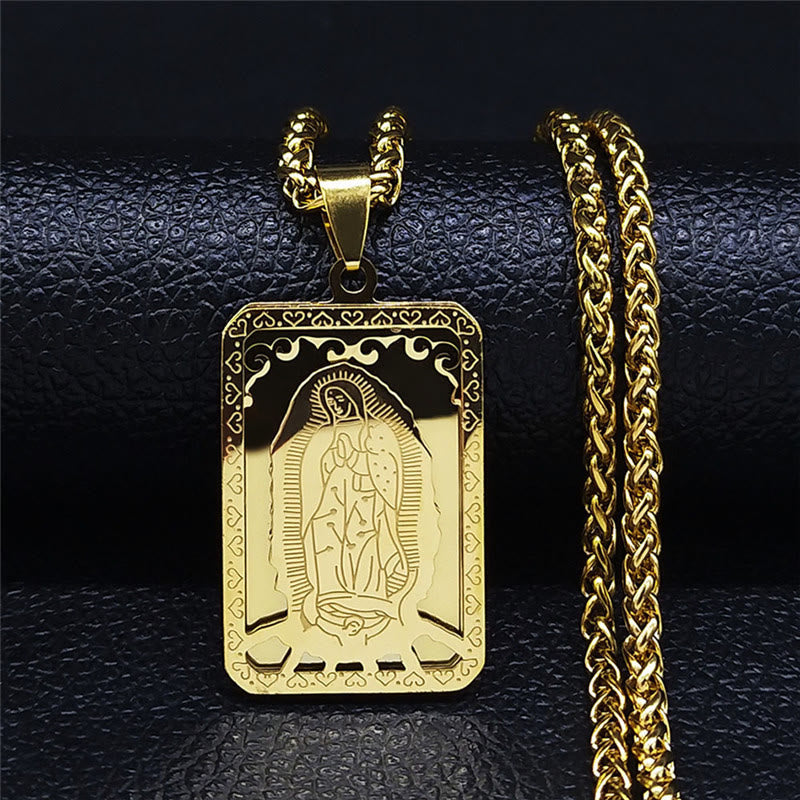 Collana con ciondolo a forma di cuore di Nostra Signora di Guadalupe Christianartworkshop - Ciondolo con bordo - image 1