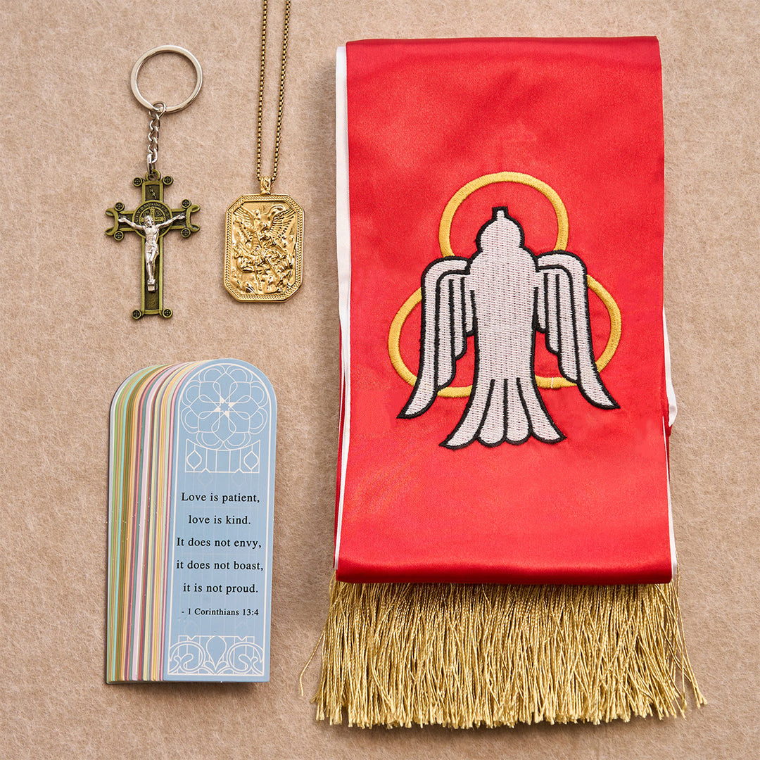 Christianartworkshop Set di benedizione di San Michele Guardiano e Grazia per preghiera e riflessione tascabile - Collana d'oro - image 11