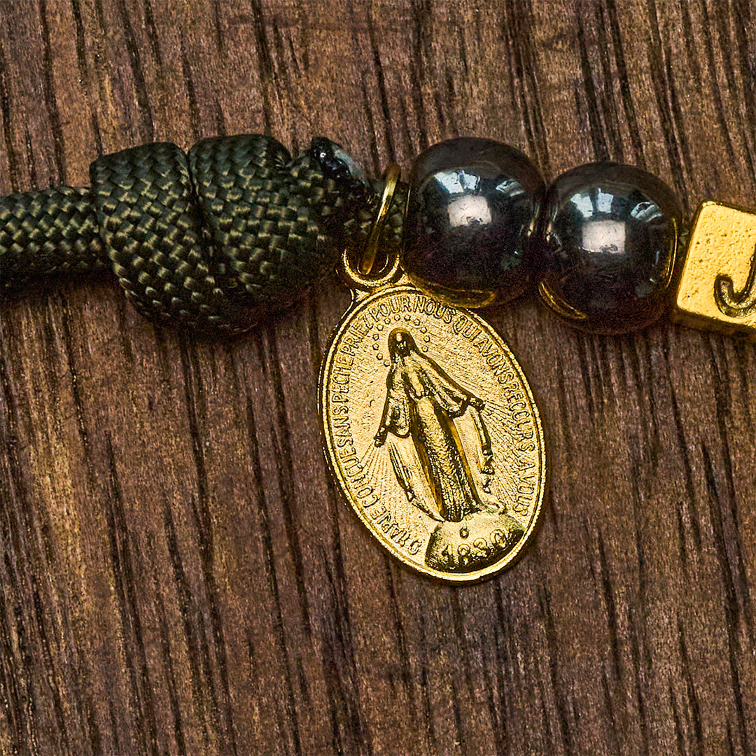 Christianartworkshop Rosario tascabile compatto con perline in stile ematite, crocifisso e lettera personalizzata di GESÙ - image 8