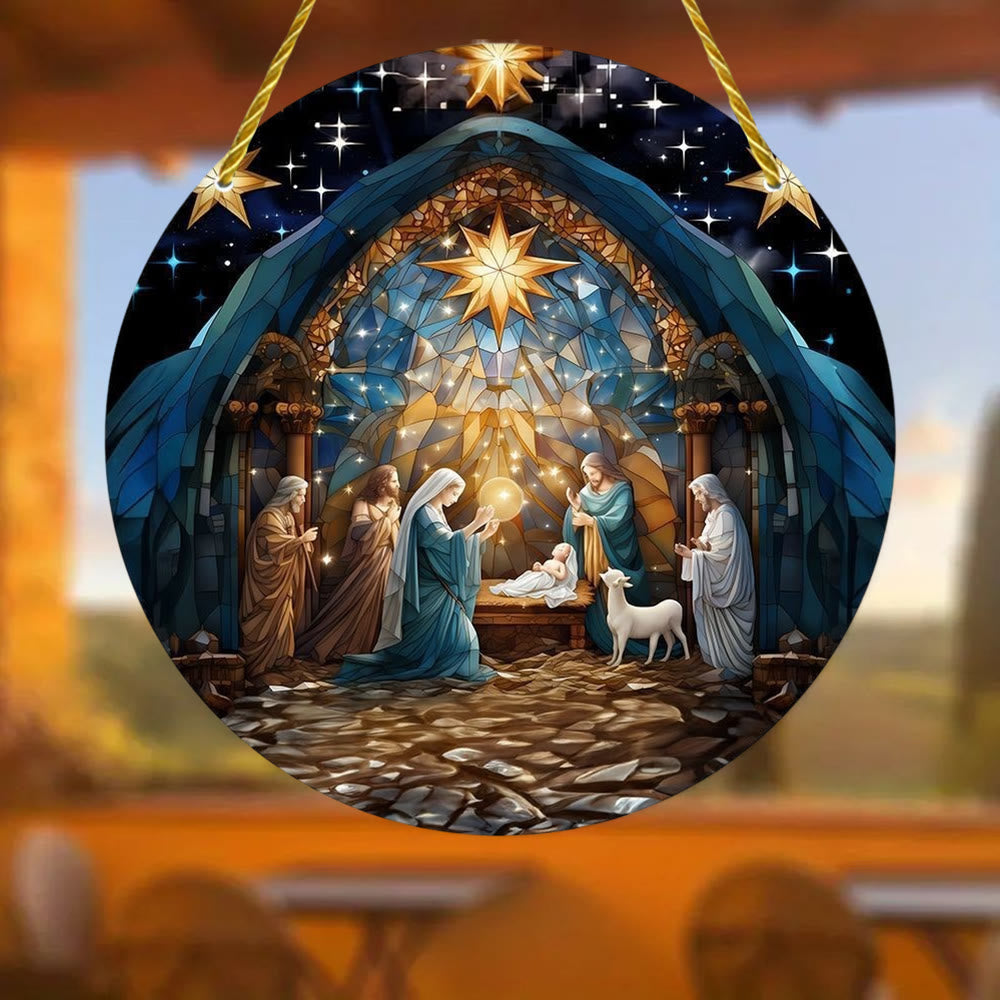 Christianartworkshop 7 stili estetici Cattedrale Decorazioni da appendere alla natività blu notte - E - 7,87''/20 cm - image 4