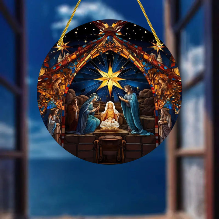 Christianartworkshop 7 stili estetici Cattedrale Decorazioni da appendere alla natività blu notte - UN - 7,87''/20 cm - image 0