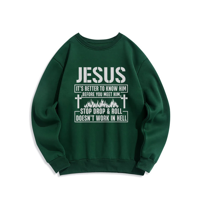 Felpa in poliestere foderata in pile con scritta "Jesus Cross & Flame" di Christianartworkshop - Verde - 2XL - image 6