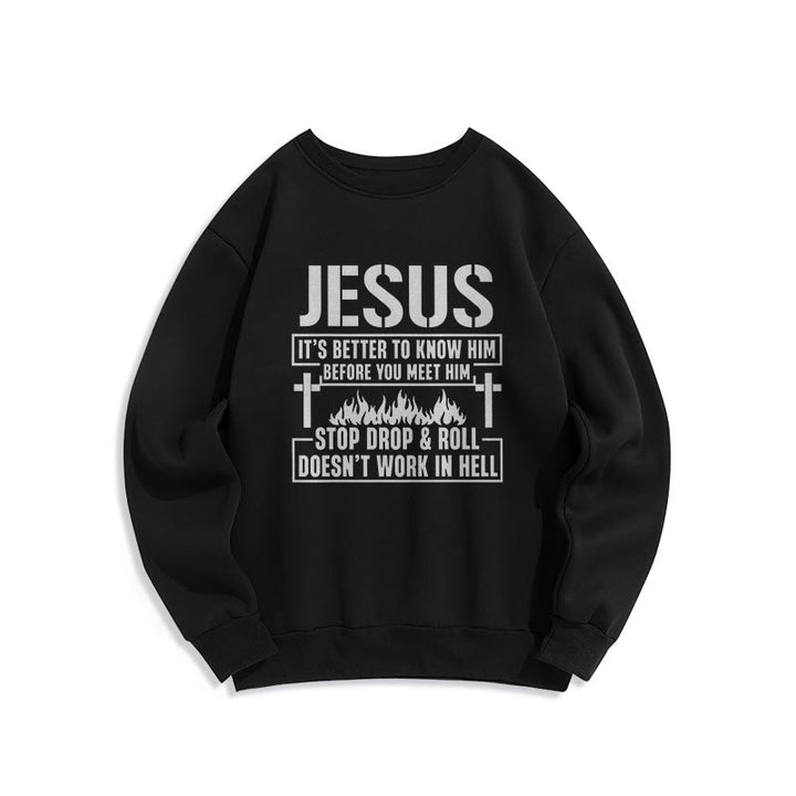 Felpa in poliestere foderata in pile con scritta "Jesus Cross & Flame" Christianartworkshop - Nero - 2XL - image 4