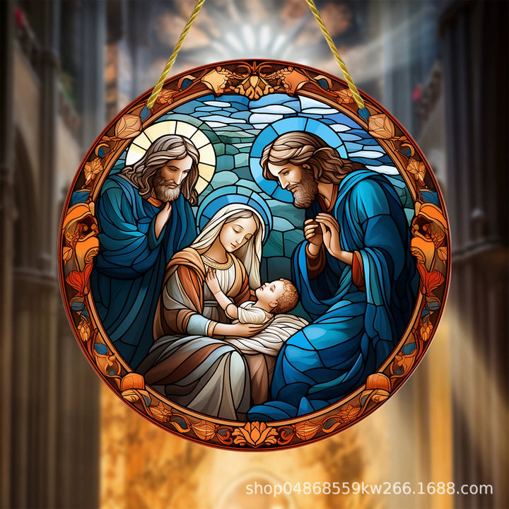Christianartworkshop Collezione Luce del Mondo: Sacra Famiglia, scene di Adorazione e Benedizione, ornamenti sospesi - B - 7,87''/20 cm - image 1
