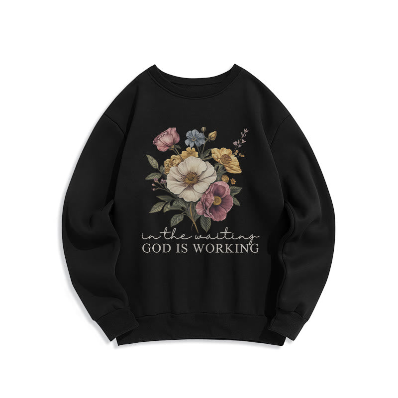 Felpa in poliestere foderata in pile con slogan floreale e di fede vintage Christianartworkshop Daily Devotion - Nero - 2XL - image 0