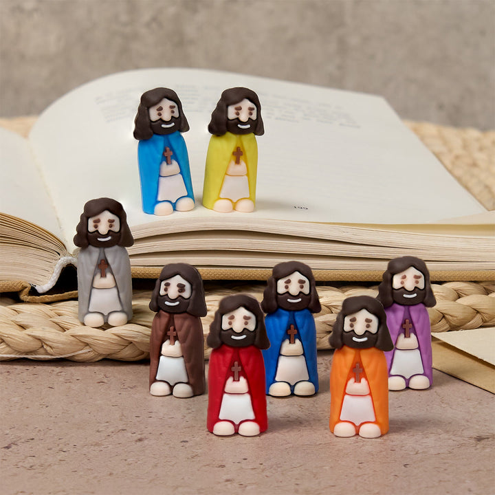 Christianartworkshop 8/16/24/32 pezzi di piccole statuette di Gesù in otto tonalità pastello e audaci: arcobaleno di benedizioni - 30 pezzi/set - image 0