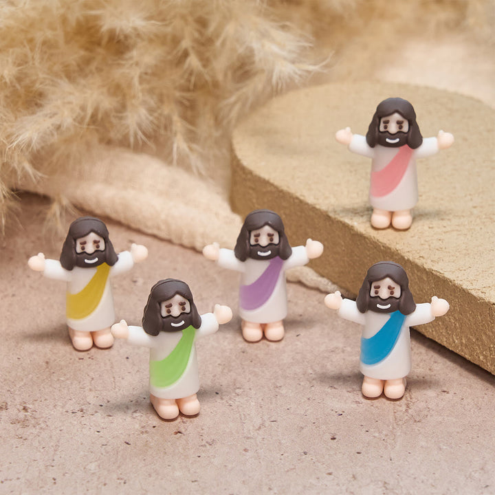 Christianartworkshop 5/10/20/30 pezzi Abbracci arcobaleno di Gesù: mini statuette colorate per benedizioni quotidiane - 30 pezzi/set - image 0