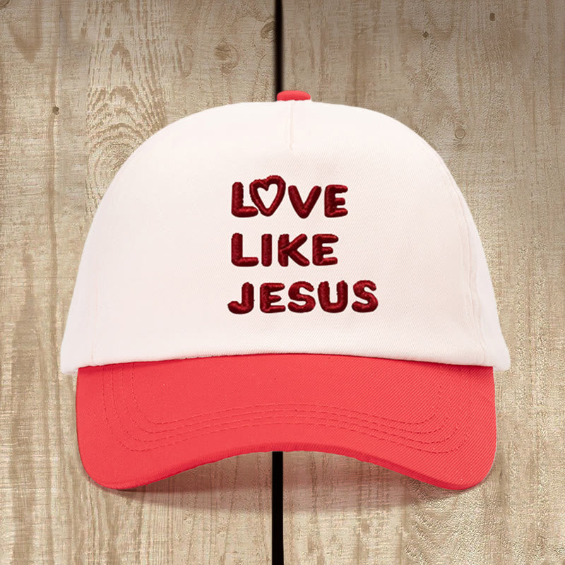 Christianartworkshop Cappello dal cuore caldo "Ama come Gesù": amore fedele con un fascino delicato - Beige con rosso - image 0