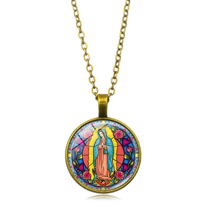Christianartworkshop Scegli la tua collana Blessing Radiant Faith: Madonna con Bambino o Rose di Guadalupe - Vergine di Guadalupe - Bronzo antico - image 8